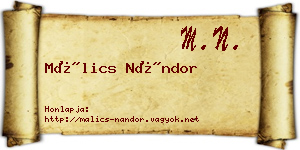 Málics Nándor névjegykártya