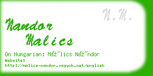 nandor malics business card